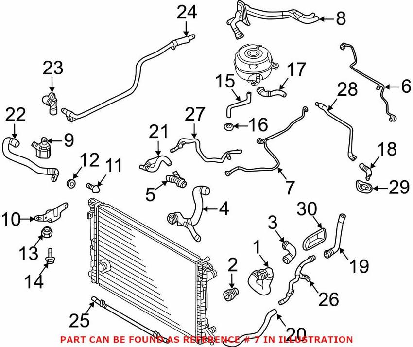 Audi Engine Coolant Pipe - Lower